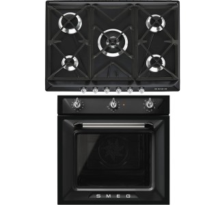 Pachet Smeg Victoria Cuptor SF6905N1+ Plita pe gaz 5 arzatoare SR975NGH (gratare fonta, arzator wok)