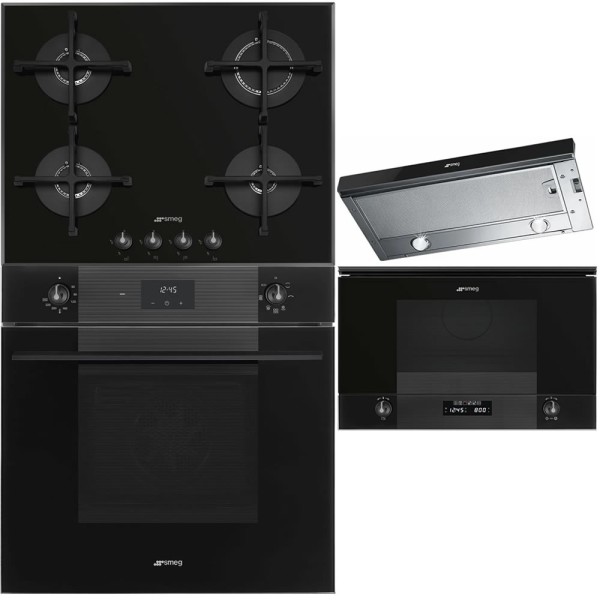 Pachet Smeg Linea Cuptor Plita Hota Microunde