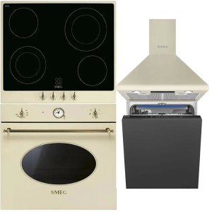 Pachet Smeg Colonial: cuptor, plită, hotă și mașină de vase