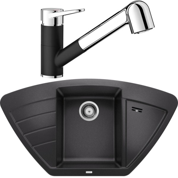 Chiuvetă de colț Blanco ZIA 9 E și baterie WEGA-S II