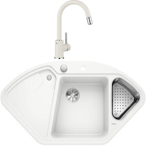 Chiuveta de colț DELTA II și baterie MIDA-S alb