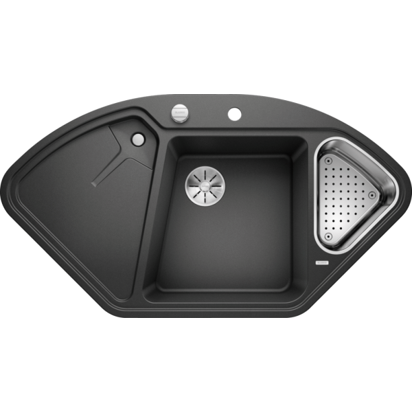 Chiuvetă de colț Delta II și baterie Wega-S II crom-negru