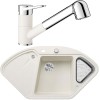 Chiuvetă de Colț DELTA II + Baterie WEGA-S II Crom-Alb Antic