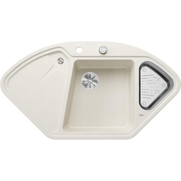 Chiuvetă de Colț DELTA II + Baterie WEGA-S II Crom-Alb Antic