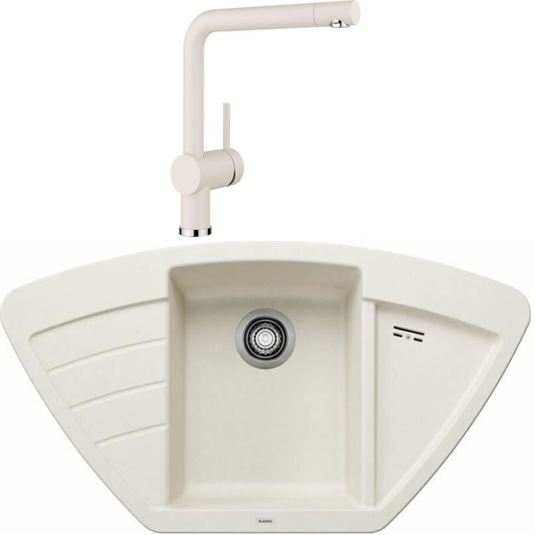 Pachet Chiuveta Blanco ZIA 9 E cu Baterie LINUS Crem