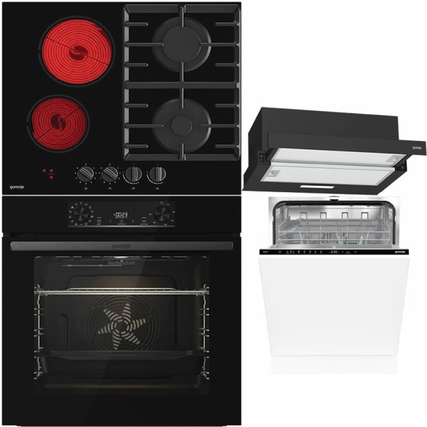 Pachet Gorenje: Cuptor, Plita, Hota & Masina de Vase