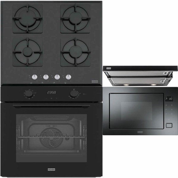 Pachet Franke Full Sticla Neagra Cuptor, Plita, Hota