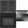 Pachet Electrocasnice Franke Negru Sticla Cuptor Plita Hota