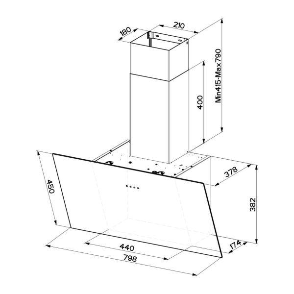 Hota Faber Sticla Alba TWEET, 80 cm, 710 mc/h