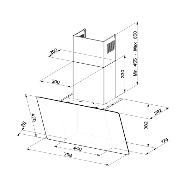 Hota Faber Glam-Light 80cm, sticlă albă