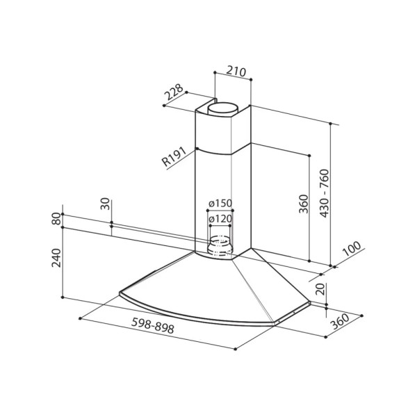 Hota Faber TENDER X A60, inox, 60 cm