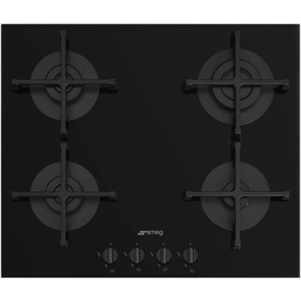 Plita gaz Smeg PV264B, sticla neagra, 4 arzatoare