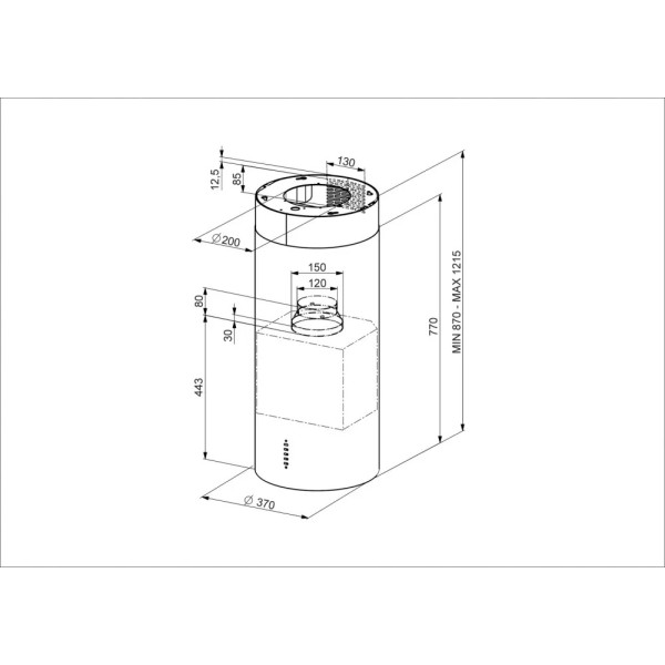 Hota insula Smeg KIR37N2, 37 cm, negru