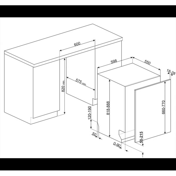 Masina de spalat vase incorporabila STL7322AL, 13 seturi, 3 cosuri