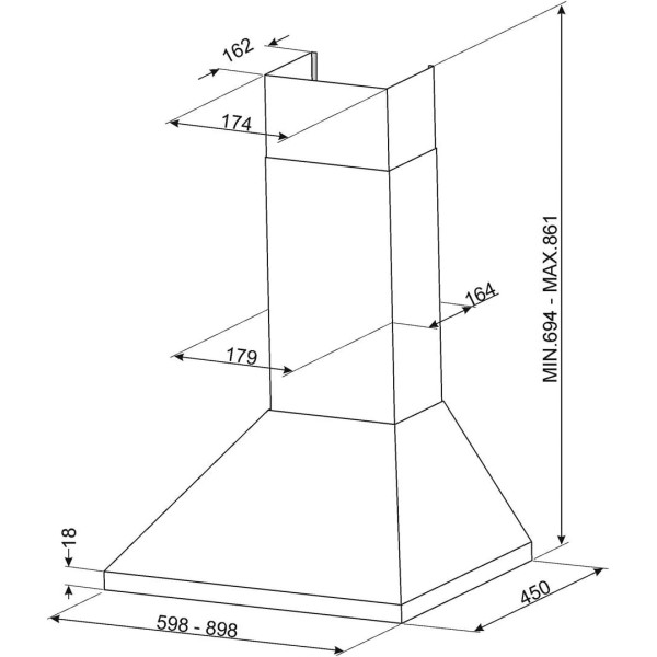 Hota de perete Inox Smeg KDE900EX, 90 cm