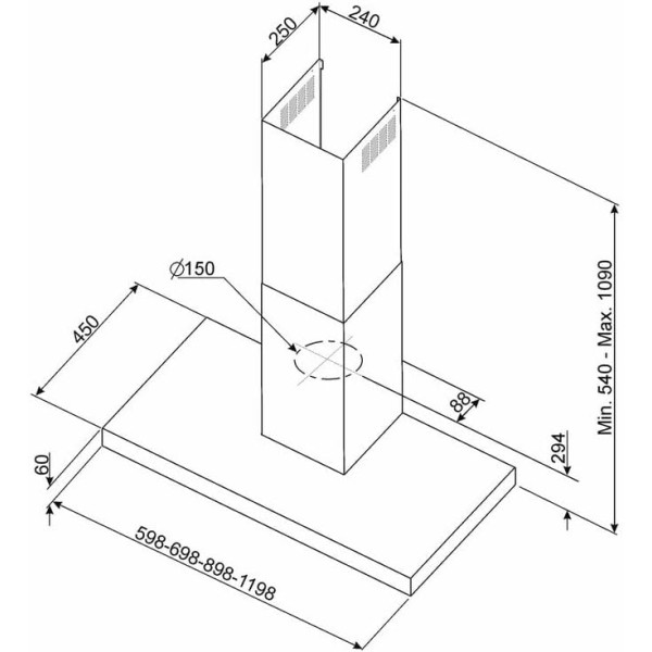 Hota de perete Inox Smeg KATE600EX, latime 60 cm