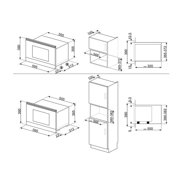 Cuptor cu microunde incorporabil Inox anti-amprenta Smeg MP422X1, capacitate 22 litrii