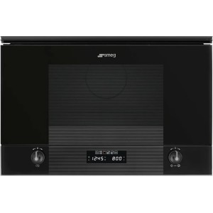 Cuptor incorporabil cu microunde Sticla Neagra Smeg Linea MP122B3, capacitate 22 litrii