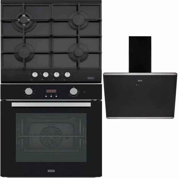 Pachet Franke Negru Cuptor electric FSL 86 H BK + Plita pe gaz FHNG 604 4G TC BK(arzator WOK) + Hota de perete FPJ 615 V BK/SS