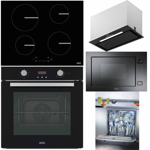 Pachet Franke Cuptor FSL 86 H BK+Plita inductie FSM 654 BK+Hota total incorporabila 52 cm FBFE+Microunde+Masina spalat vase 60cm