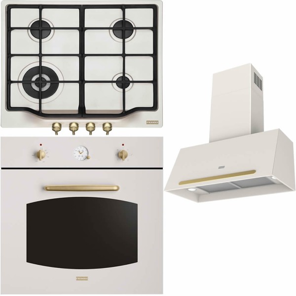 Pachet Franke: Cuptor, Plită, Hotă - Alb Perlat