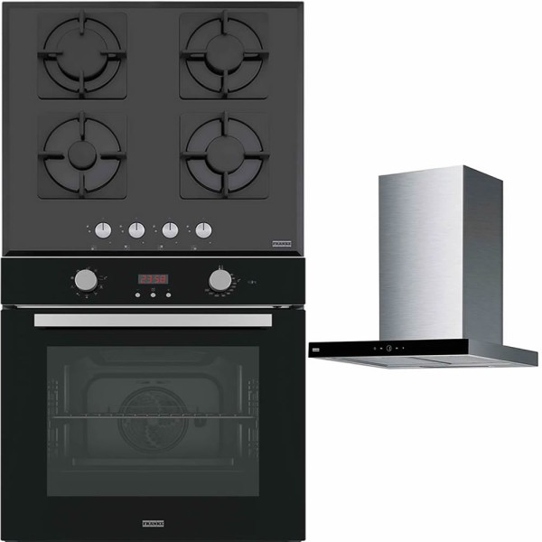 Pachet Franke cu Cuptor, Plită, Hotă Sticla Neagră