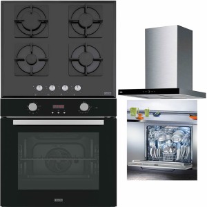 Pachet Franke Sticla Neagra Cuptor FSL 86 H BK+Plita gaz FHNS 604 4G BK C+Hota perete ARNO 60 XS/BK+Masina de vase 60cm FDW 614
