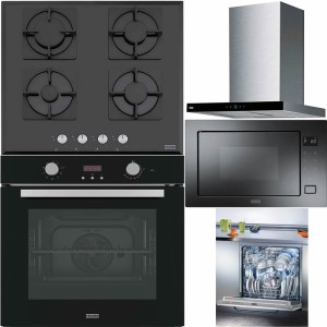 Pachet Franke Negru: Cuptor, Plită, Hotă, Cuptor Microunde