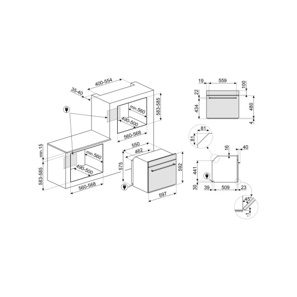 Cuptor incorporabil Smeg Coloniale SFP68C1TPO, electric, multifunctional, 60cm,rotisor, crem, piroliza