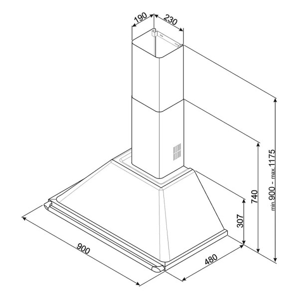 Hota decorativa Inox Smeg Victoria KTR90XE, ( putere de absorbtie 788 mc/h, latime 90 cm )