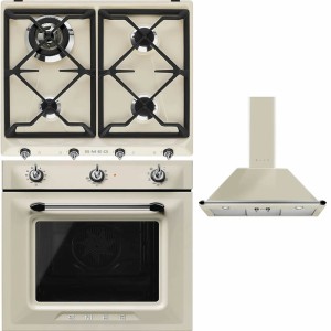 Pachet Smeg Crem Victoria: cuptor, plită pe gaz, hotă