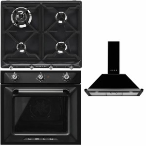 Pachet Smeg Negru Victoria Cuptor, Plită și Hotă
