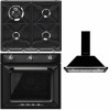 Pachet Smeg Negru Victoria Cuptor, Plită și Hotă