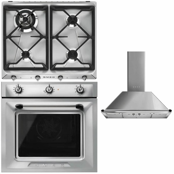 Pachet electrocasnice Smeg Inox Victoria: Cuptor, Plită, Hotă