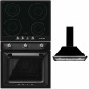 Pachet Smeg Negru Victoria: cuptor, plită, hotă