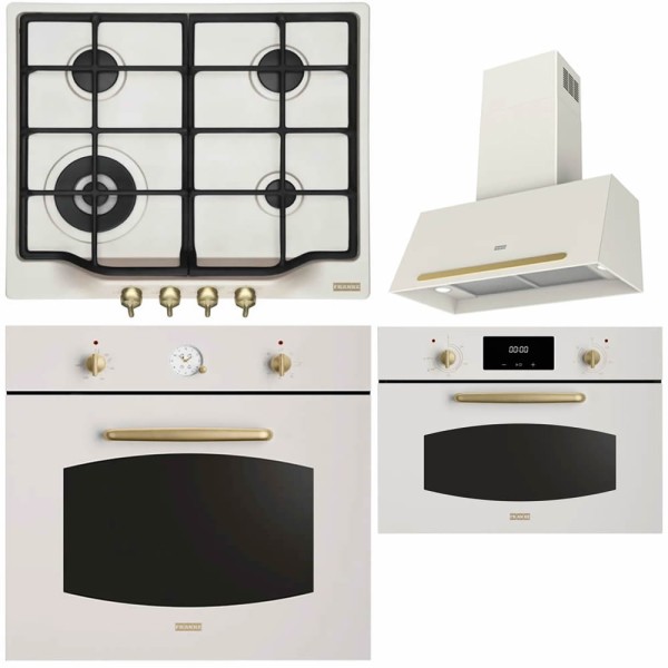 Pachet Franke Country Pear White Cuptor FCL 86 H PW + Plita FHCL 604 3G TC PW + Hota 70cm FCL 70 PW + Cuptor Microunde FMW 45 CL