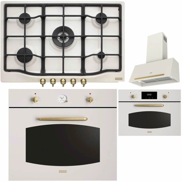 Pachet Franke Country Alb Perlat Cuptor FCL 86 H PW + Plita FHCL 755 4G TC PW + Hota 70cm FCO 70 PW + Cuptor Microunde FMW 45 CL