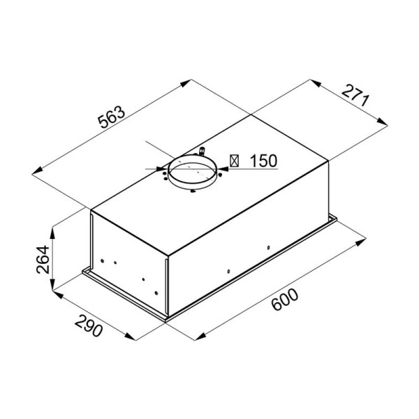 Hota Incorporabila Tornado Alb Modul Glass 750 (60), 1 motor, latime 60 cm, 3 viteze, absorbtie 750 (mc/h)