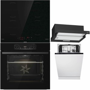 Pachet Gorenje Negru Cuptor, Plita, Hota, Masina Vase