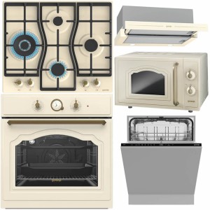 Pachet Gorenje Rustic Crem Cuptor BOS67371CLI + Plita GW6D42CLI + Hota BHP62CLI + Microunde MO4250 + Masina vase 60cm GV642D65