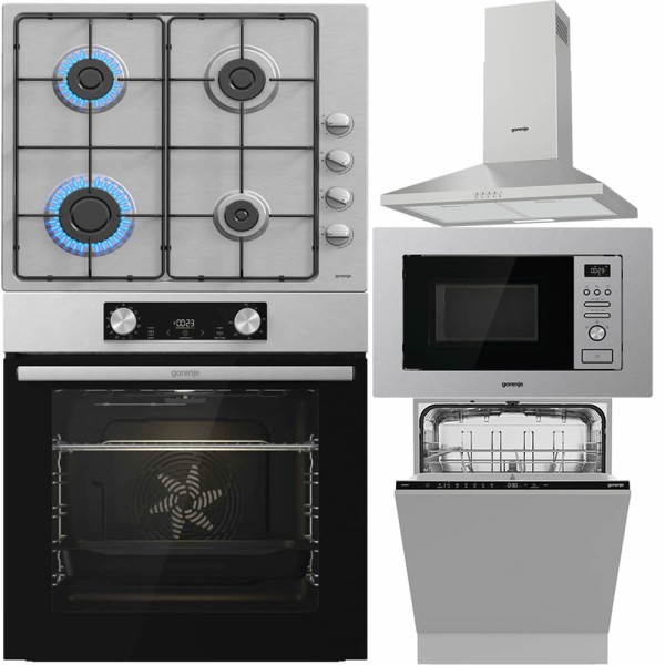 Pachet electrocasnice Gorenje Inox: Cuptor, Plita, Hota