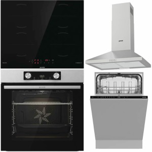 Pachet Gorenje Cuptor piroliza BOP6737E02XK + Plita inductie GI6401BSCE + Hota decorativa WHC629E4X + Masina vase 60cm GV642D65
