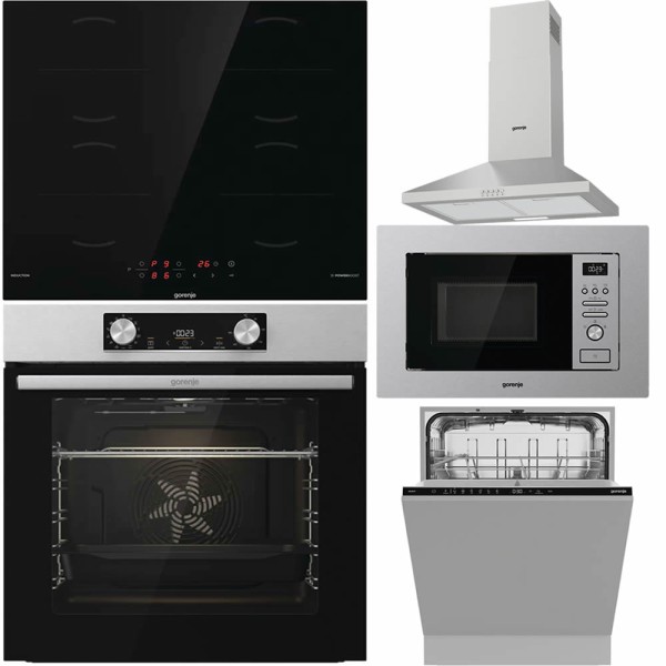 Pachet Gorenje Cuptor BOP6737E02XK + Plita inductie GI6401BSCE + Hota WHC629E4 + Microunde BM201AG1X + Masina vase 60cm GV642D65