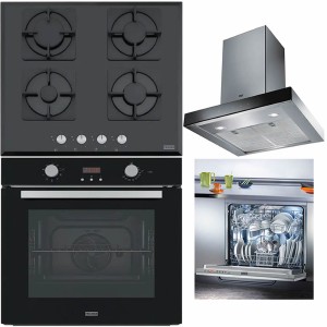 Pachet Franke Negru Cuptor FSL 86 H BK + Plita FHNS 604 4G BK + Hota perete FCR 625 TC BK (750 mc/h) + Masina vase 60cm FDW 614