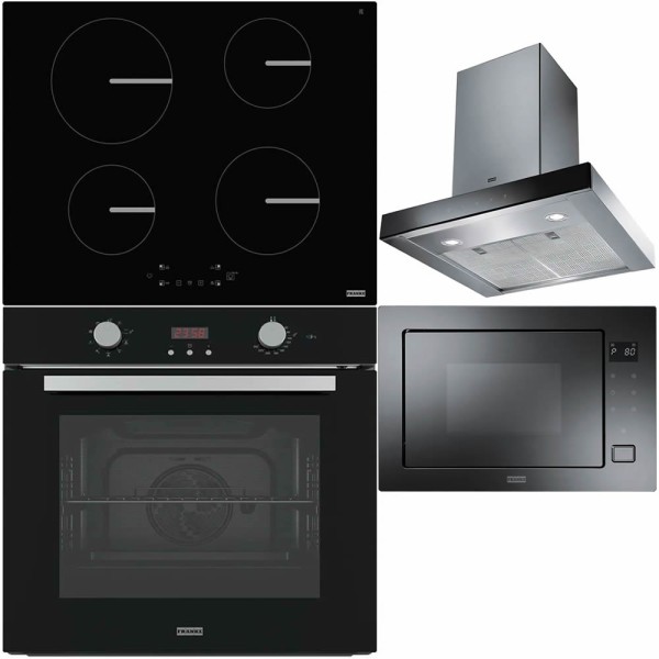 Pachet Franke Negru Cuptor FSL 86 H BK + Plita inductie FSM 654 I BK + Hota perete FCR 625 TC BK (750 mc/h) + Microunde FMW 250