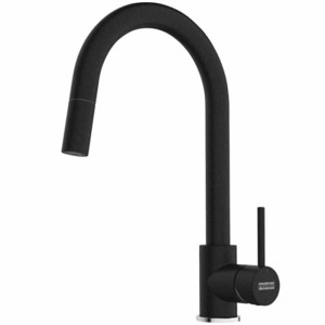Baterie de bucatarie Franke Pola 2.0 cu dus extractibil Negru, monocomanda, pipa pivotanta