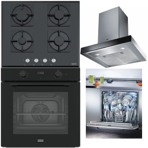 Pachet Franke Negru Cuptor FMA 86 H TBK+Plita FHNS 604 4G BK+Hota perete FCR 625 TC BK/XS (750 mc/h)+Masina de vase 60cm FDW 614