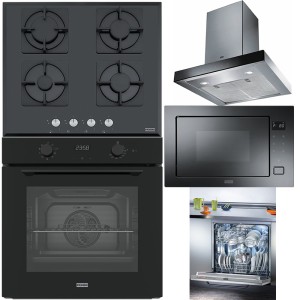 Pachet Franke Negru Cuptor FMA 86 H TBK+Plita FHNS 604 4G BK+Hota FCR 625 TC BK/XS+Cuptor Microunde FMW+Masina spalat vase 60cm