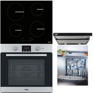 Pachet Franke Inox/Negru Cuptor FSL 86 H XS, plita inductie FSM 654 I BK, hota FTC 601 BK, masina de vase 60cm FDW