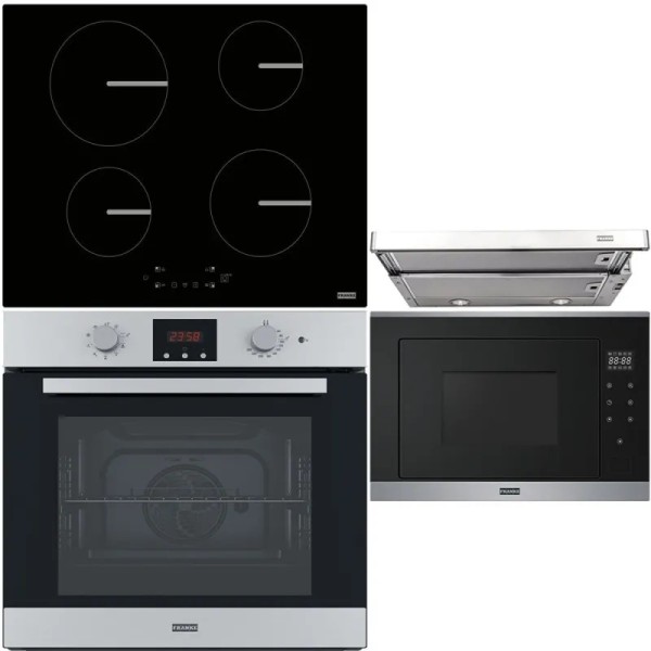 Pachet Franke Inox/Negru Cuptor electric FSL 86 H XS, plita inductie FSM 654 I BK, hota FTC 601 GR/XS/2, microunde FSM 25